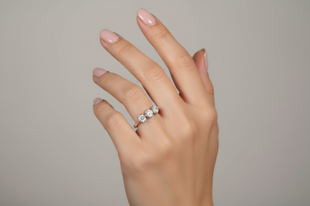 925 Silver Trilogy Ring with White Cubic Zirconia