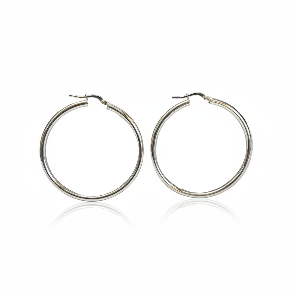 Orecchini Creole Classiche in Argento 925 Lucido – 4,5 cm | CM Silver Jewels