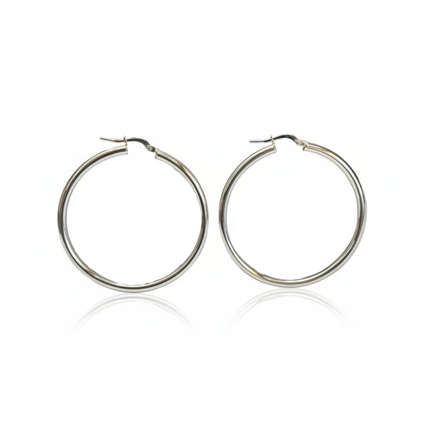 Orecchini Creole Classiche in Argento 925 Lucido – 4,5 cm | CM Silver Jewels