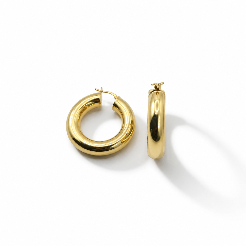 24kt Gold Plated 925 Sterling Silver Earrings – 36mm Width | CM Silver Jewels