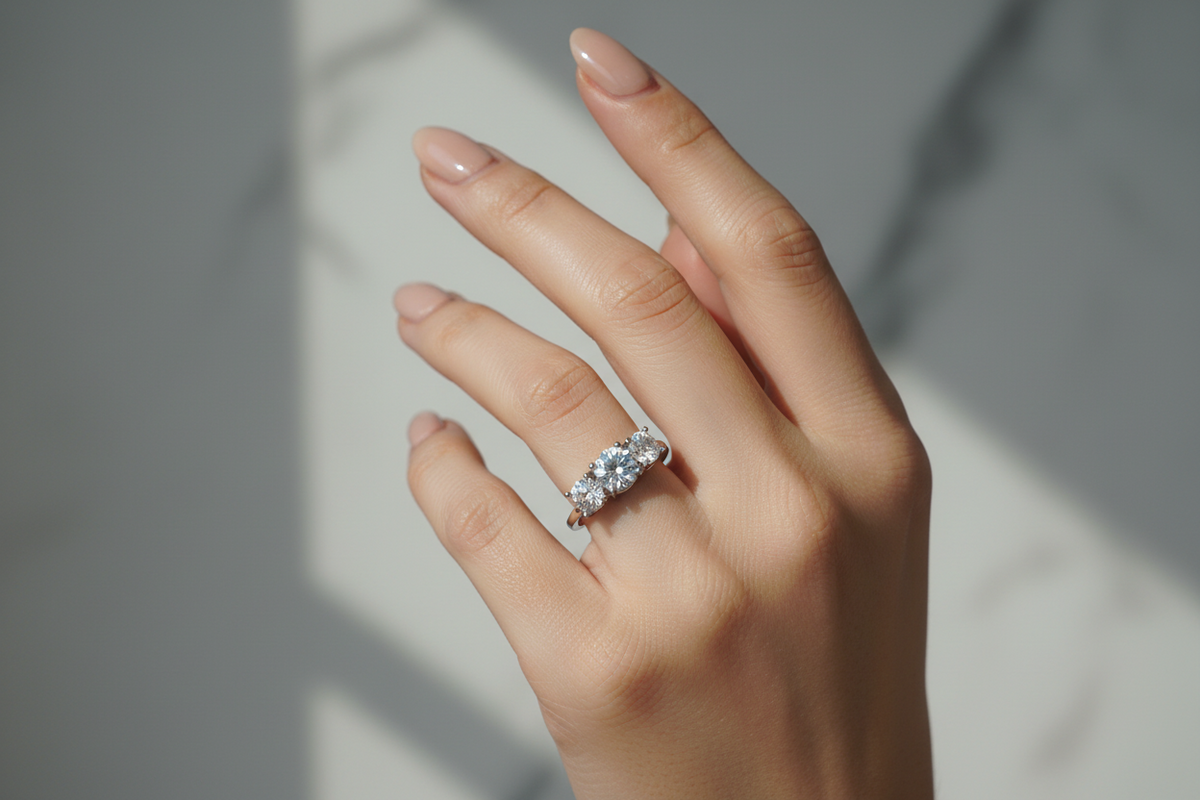 925 Silver Trilogy Ring with White Zircons – Adjustable Size | CM Silver Jewels