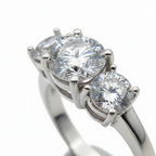 925 Silver Trilogy Ring with White Zircons – Adjustable Size | CM Silver Jewels