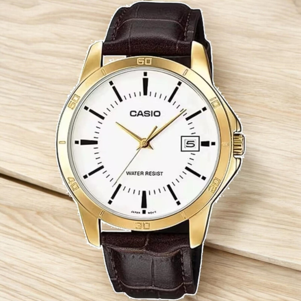 Orologio Casio Collection MTP-V004GL-7AUDF – Solo Tempo Uomo, Cassa Oro, Cinturino Pelle | CM Silver Jewels