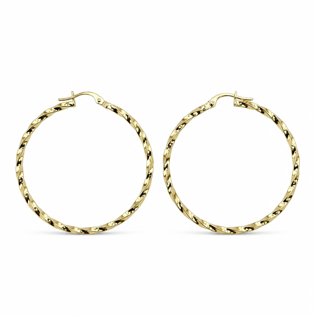 Boucles d'oreilles créoles torsadées en or 750 (18 carats) – 37 mm | CM Silver Jewels