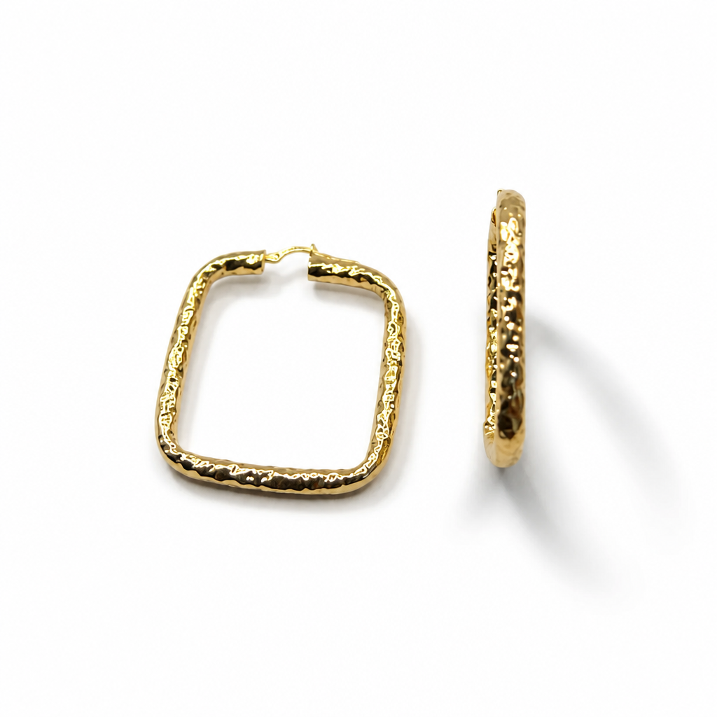Boucles d'oreilles en Argent 925 Plaqué Or 24 kt – Largeur 40 mm | CM Silver Jewels