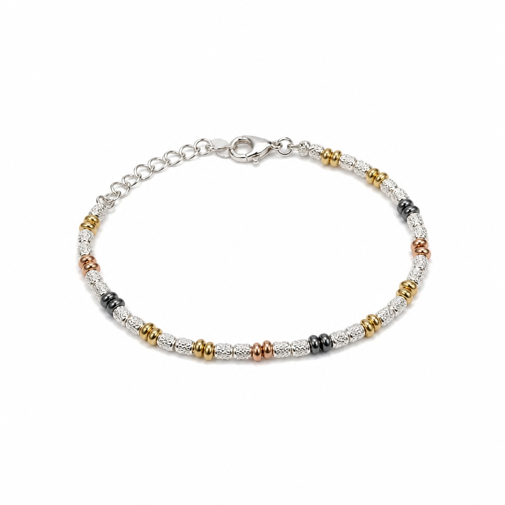 Bracciale in Argento 925 con Rondelle Multicolor – Lunghezza 17-20 cm | CM Silver Jewels
