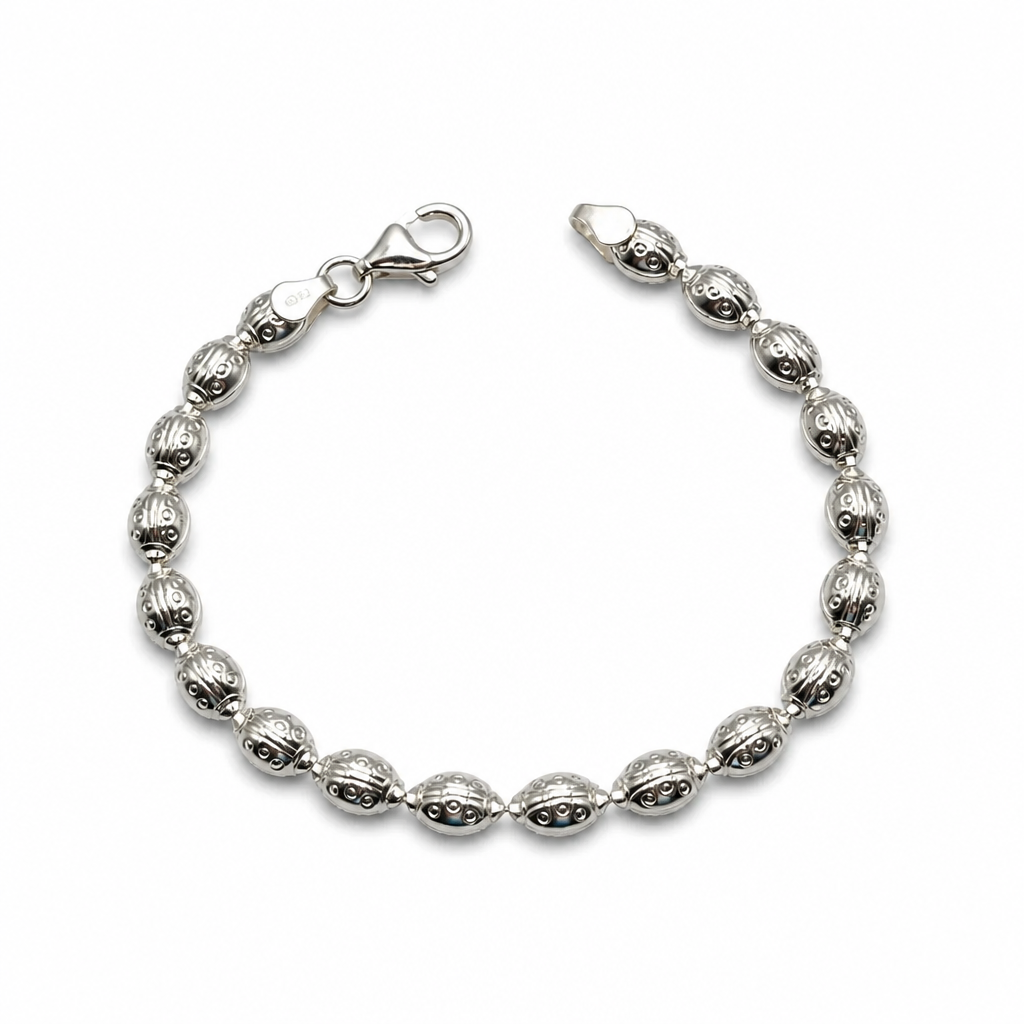 Bracciale in Argento 925 con Perline Coccinella – 19 cm | CM Silver Jewels