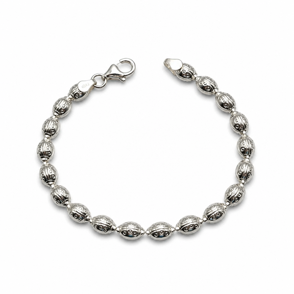 Bracciale in Argento 925 con Perline Coccinella – 19 cm | CM Silver Jewels