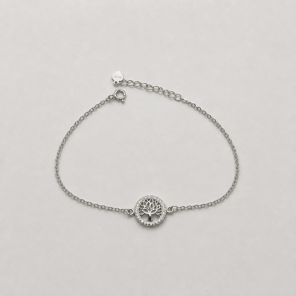 Bracelet Femme en Argent 925 Arbre de Vie avec Zircons – 20 cm Réglable | CM Silver Jewels