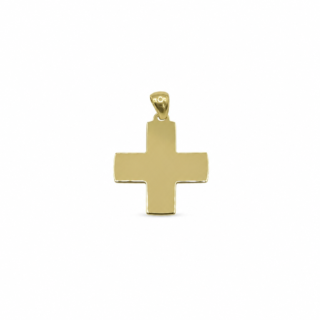 Pendentif Croix Grecque en Argent 925 Plaqué Or Jaune – 30 mm | CM Silver Jewels