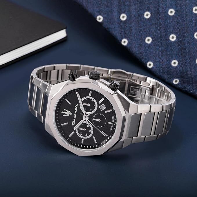 Orologio Uomo Maserati STILE Cronografo in Acciaio, Quadrante Nero, 45mm – R8873642004 | CM Silver Jewels