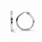 18 kt White Gold Smooth Hoop Earrings 25 × 2 mm | CM Silver Jewels