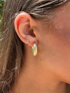 Orecchini Creole Chunky in Argento 925 Placcato Oro con Lavorazione Mesh | CM Silver Jewels