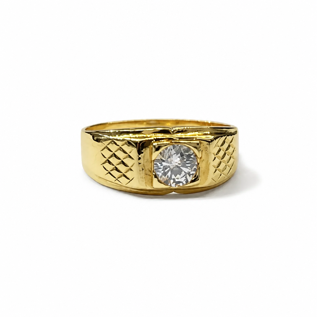 Solitario Maschile in Oro Giallo 18 Carati – Misura 21.5 | CM Silver Jewels