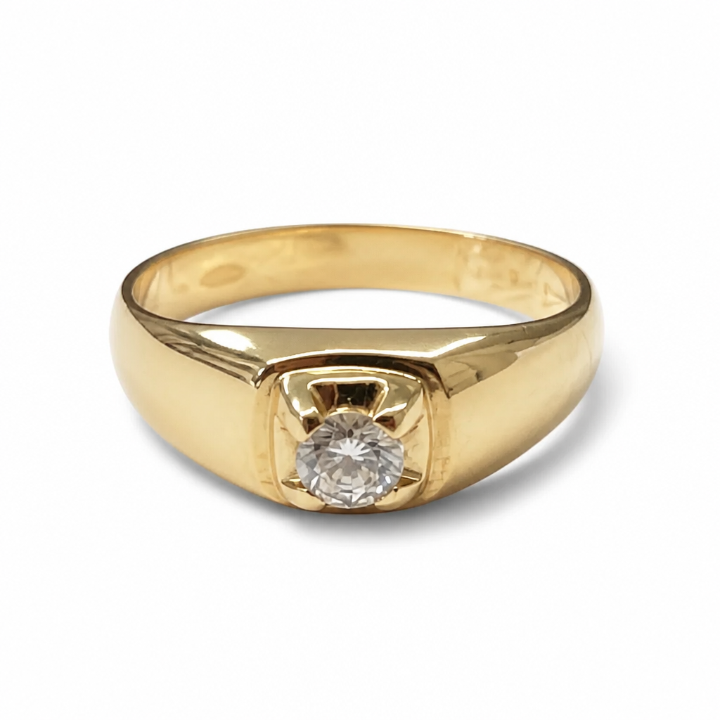 Solitario Maschile in Oro 18 Carati con Diamante – Misura 23 | CM Silver Jewels