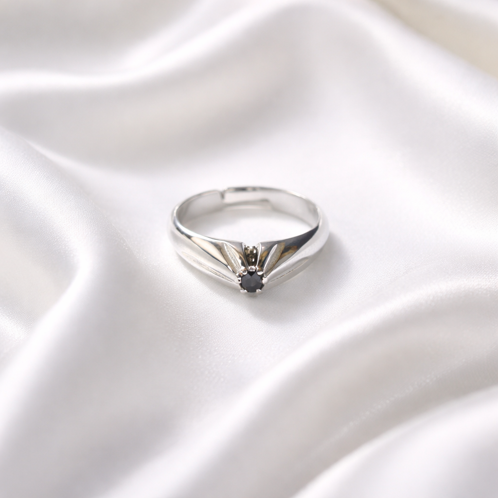 Bague Solitaire en Argent 925 avec Pierre Colorée – Bleue, Noire, Rouge ou Blanche | CM Silver Jewels