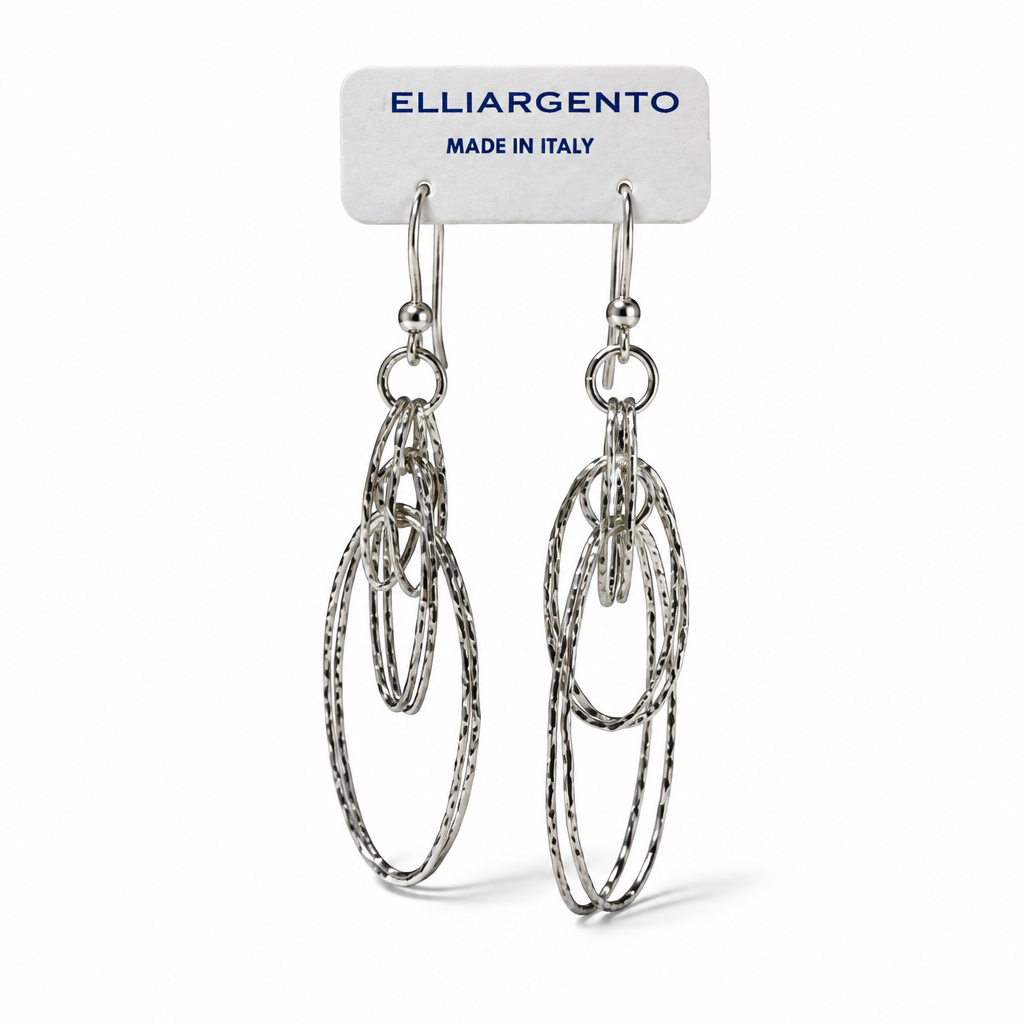925 Sterling Silver Drop Earrings with Interlocking Hoops – 60 mm | CM Silver Jewels