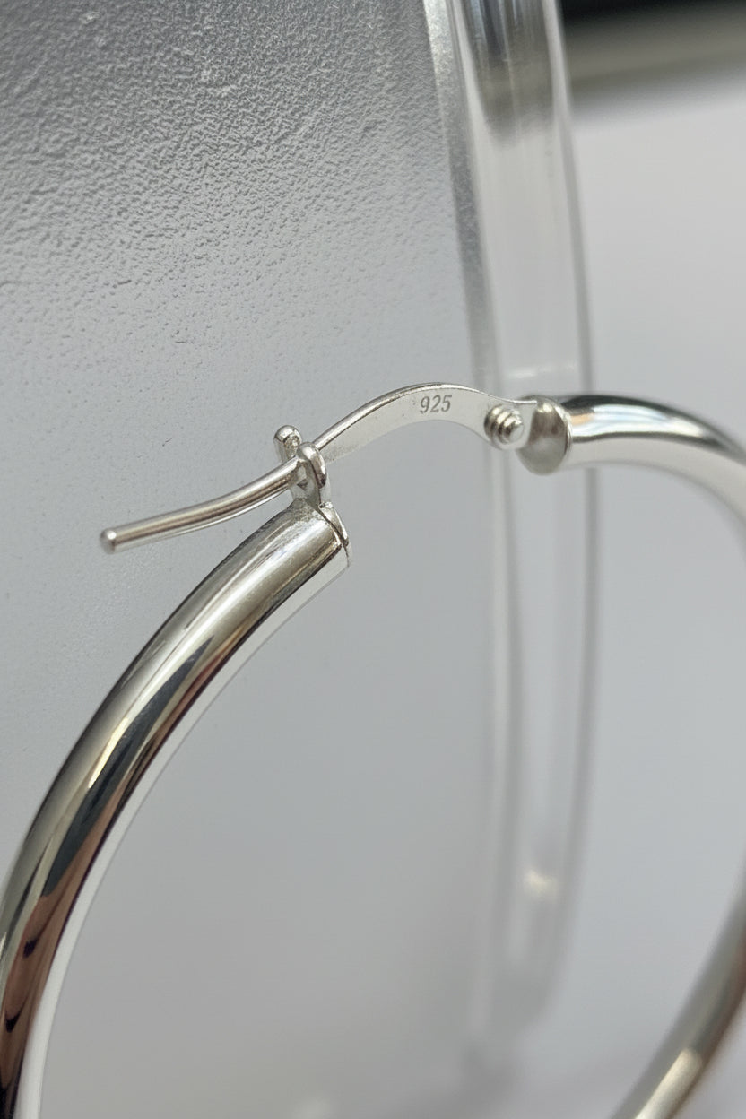 Orecchini Creole Classiche in Argento 925 Lucido – 4,5 cm | CM Silver Jewels