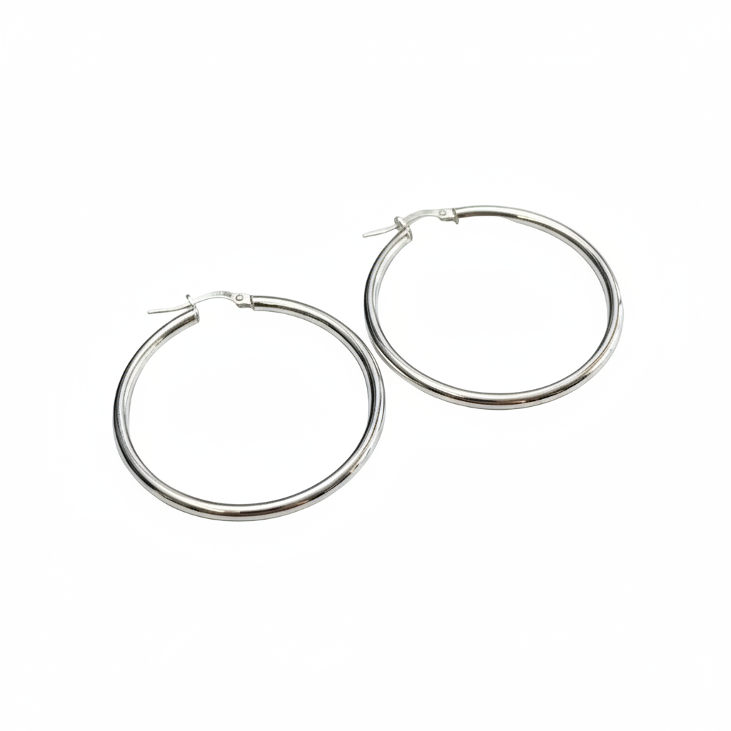 Orecchini Creole Classiche in Argento 925 Lucido – 4,5 cm | CM Silver Jewels