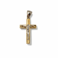 Croce Bicolore in Oro 18 Carati con Cristo – Design Essenziale 3 cm | CM Silver Jewels