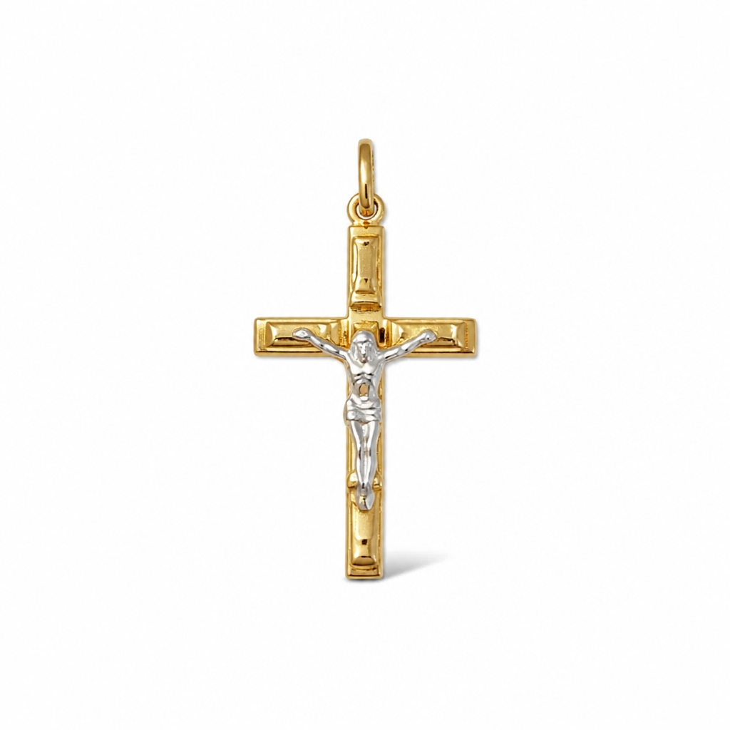 Crocifisso Bicolore in Oro 18 Carati – 3,5 cm | CM Silver Jewels