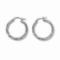 Orecchini in Oro Bianco 18 kt a Cerchio Sfaccettato 20 × 2 mm | CM Silver Jewels
