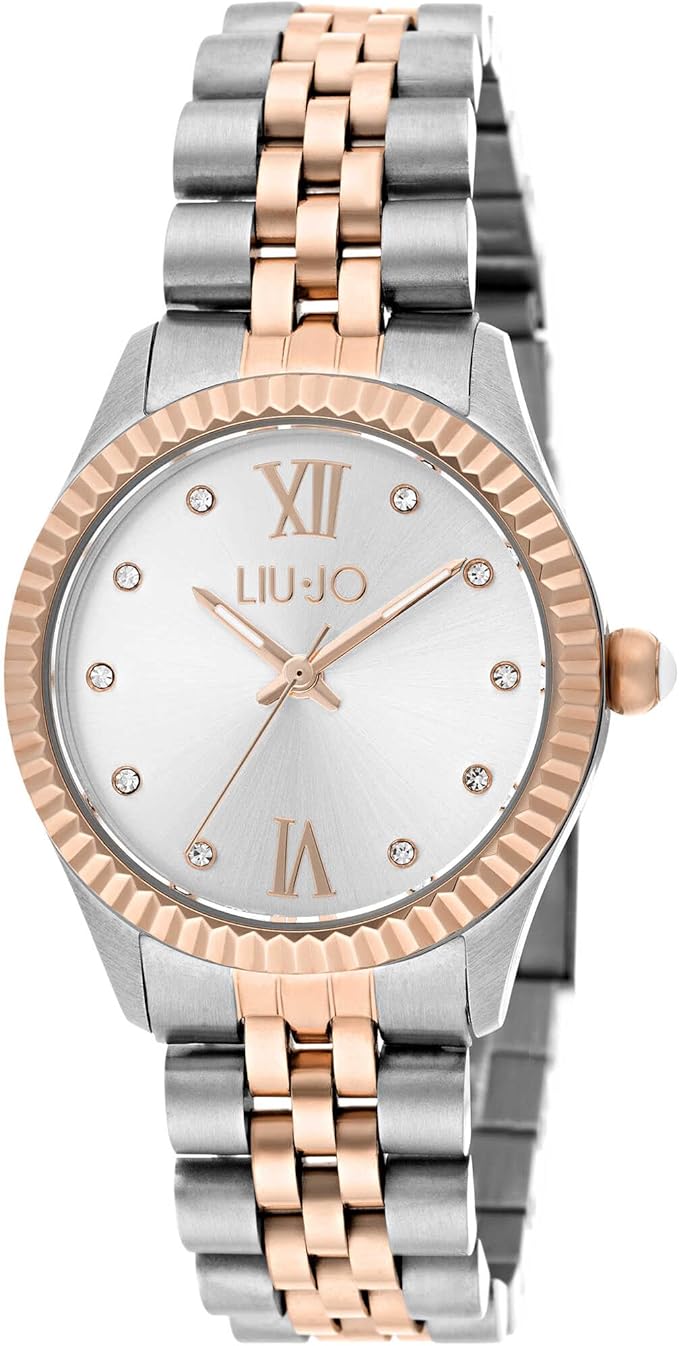 Orologio Liu Jo Tiny TLJ1223 – Quadrante Silver con Cristalli, Ghiera Rose Gold, Cassa 30mm | CM Silver Jewels