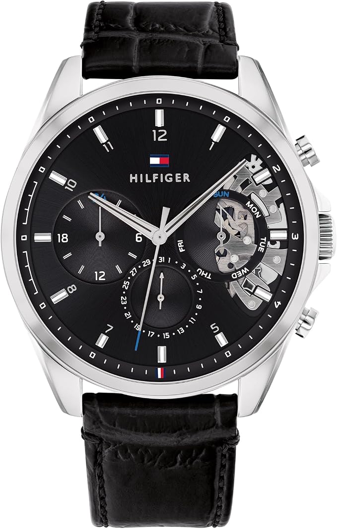 Orologio Uomo Tommy Hilfiger Acciaio Cinturino in Pelle Nera 43,5mm | CM Silver Jewels