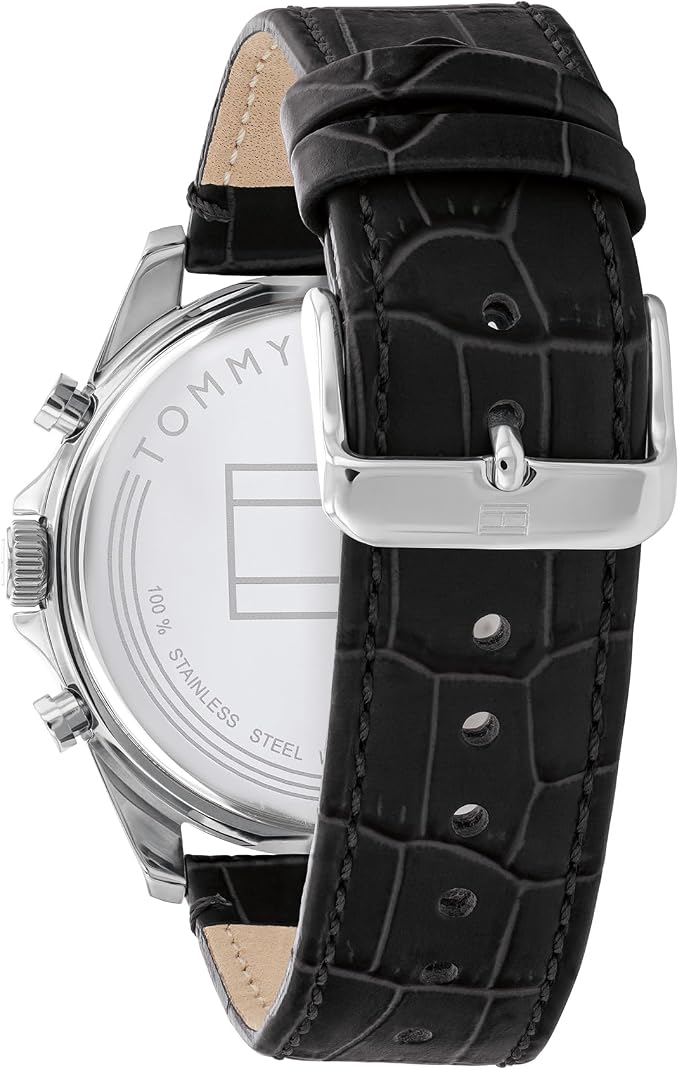 Orologio Uomo Tommy Hilfiger Acciaio Cinturino in Pelle Nera 43,5mm | CM Silver Jewels