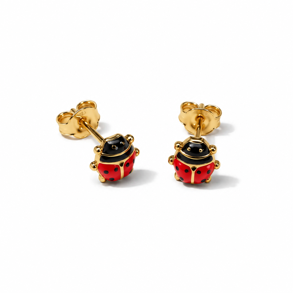 Orecchini a Lobo in Oro Giallo 18 kt Coccinella | CM Silver Jewels
