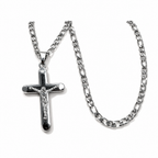 925 Sterling Silver Necklace with Crucifix and 55 cm Figaro Chain | CM Silver Jewels