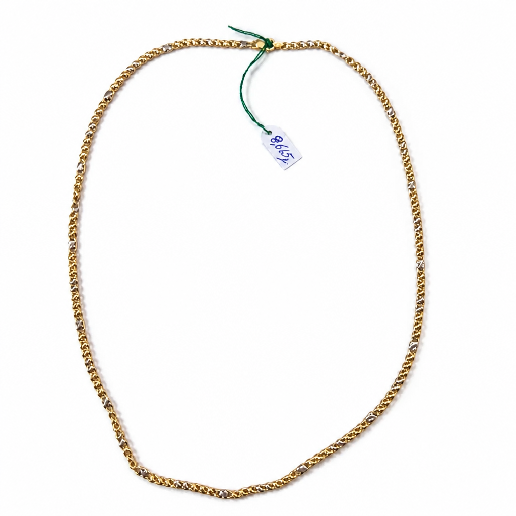 Collana Girocollo Bicolore Rolò Diamantata in Oro 18 Carati – 50 cm | CM Silver Jewels