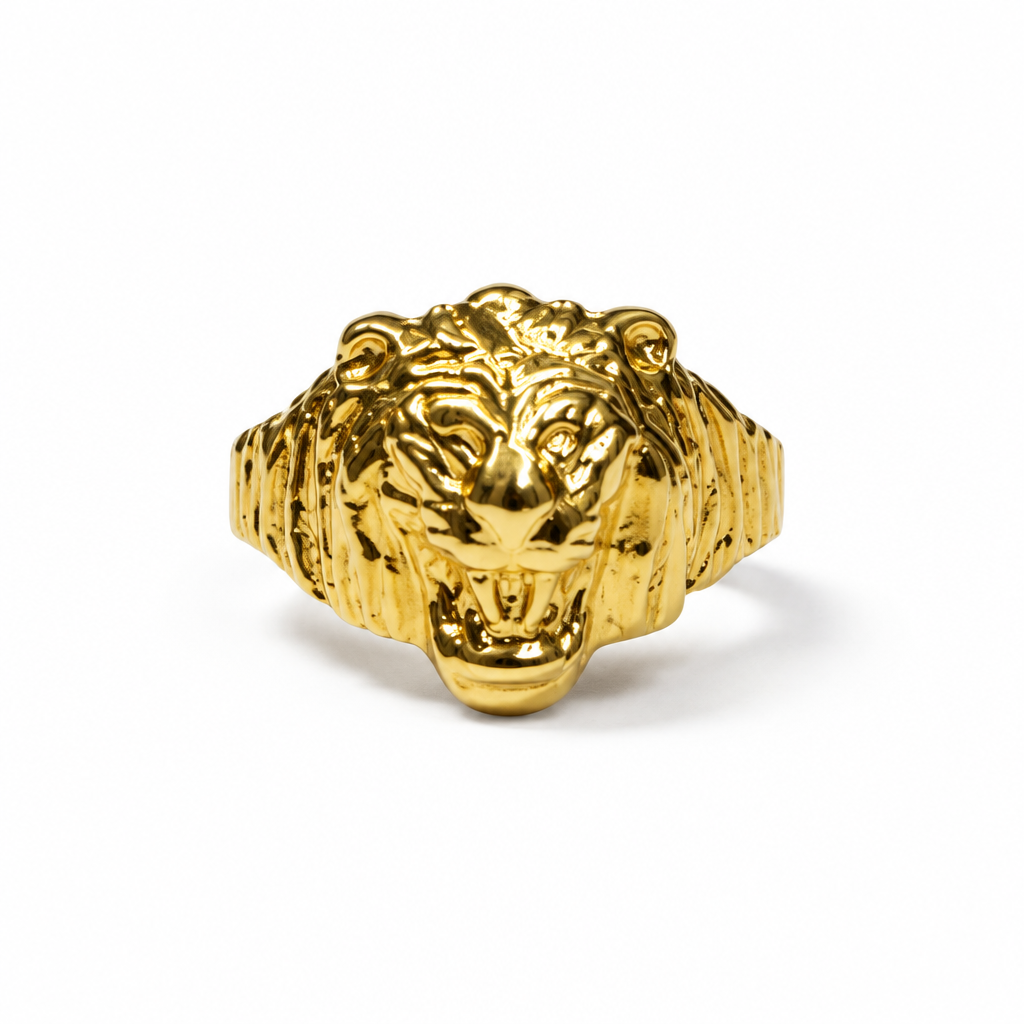 Anello in Oro Giallo 18 kt Testa di Leone Misura 25 | CM Silver Jewels