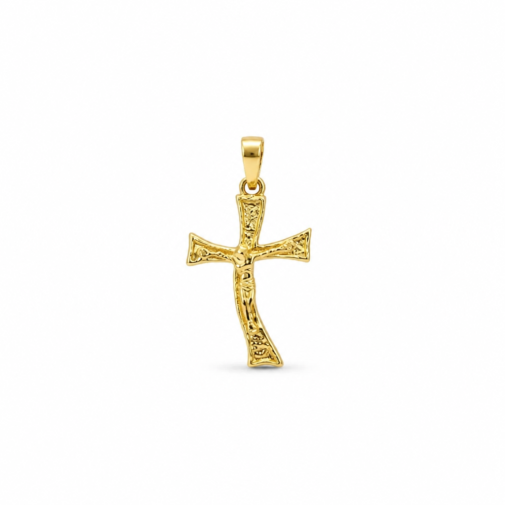 Collier Marina en Argent 925 Plaqué Or 24 carats avec Croix – 70 cm, Grain 8×10 mm | CM Silver Jewels