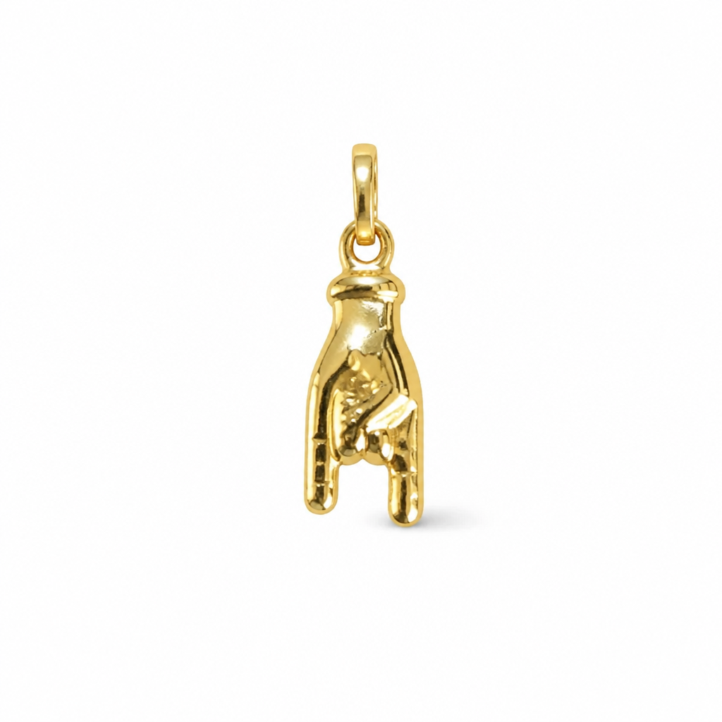 Ciondolo Mano Cornuta Portafortuna in Oro 18 Carati – 2 cm | CM Silver Jewels