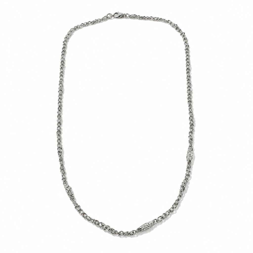 Collana Girocollo in Oro Bianco 18 kt con Strass 43 cm | CM Silver Jewels