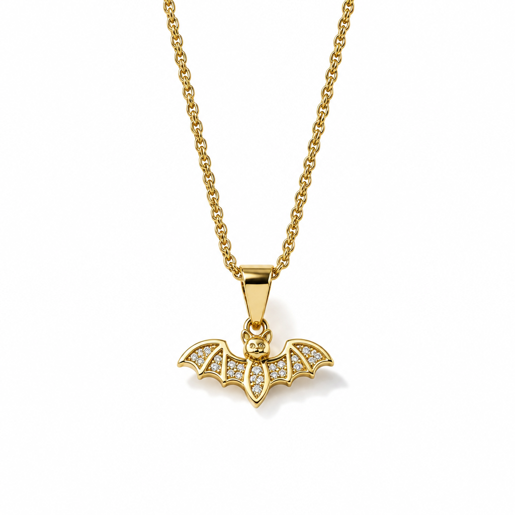 Collana in Argento 925 Placcato Oro 24 Carati con Pipistrello 42 cm | CM Silver Jewels