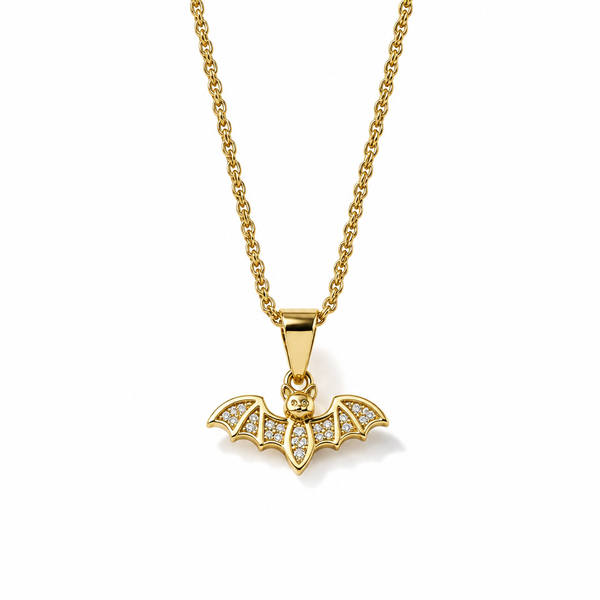 Collana in Argento 925 Placcato Oro 24 Carati con Pipistrello 42 cm | CM Silver Jewels