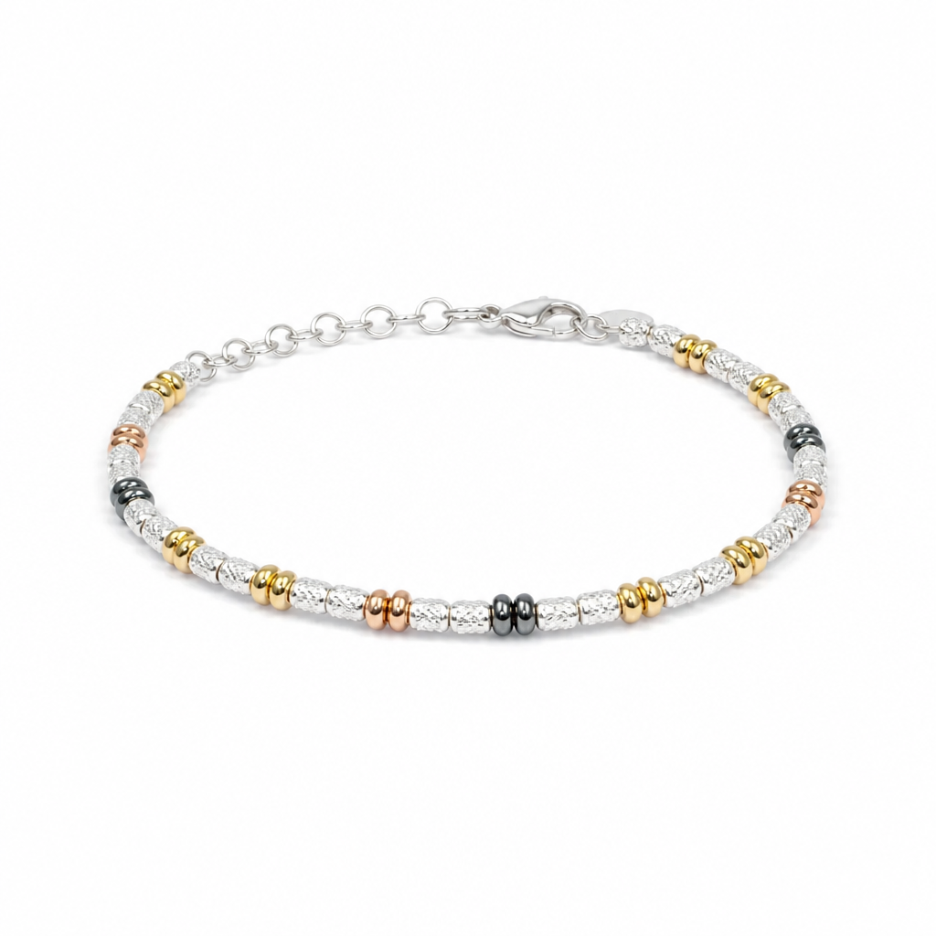 Bracciale in Argento 925 con Rondelle Multicolor – Lunghezza 17-20 cm | CM Silver Jewels