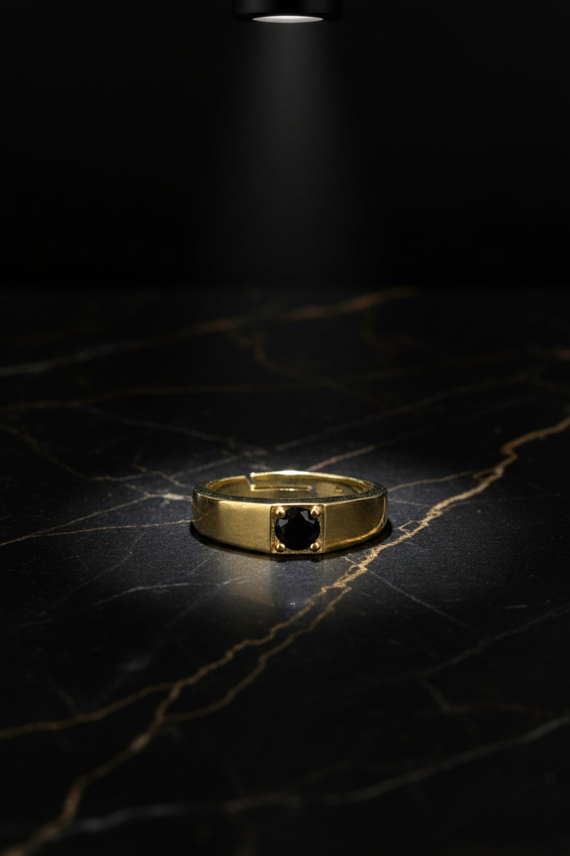 925 Sterling Silver Gold Plated Ring – White or Black Zircon