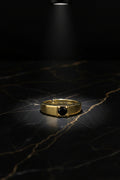 Bague en argent 925 plaqué or – Zircon blanc ou noir