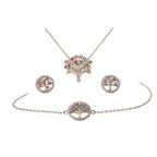 Ensemble de bijoux Arbre de Vie en argent 925 – Collier, bracelet et boucles d'oreilles hypoallergéniques sans nickel