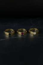 925 Sterling Silver Gold Plated Ring – White or Black Zircon