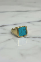 Anello Chevalier Uomo in Argento 925 Dorato con Pietra Naturale – 3 Colori, Misura Regolabile | CM Silver Jewels