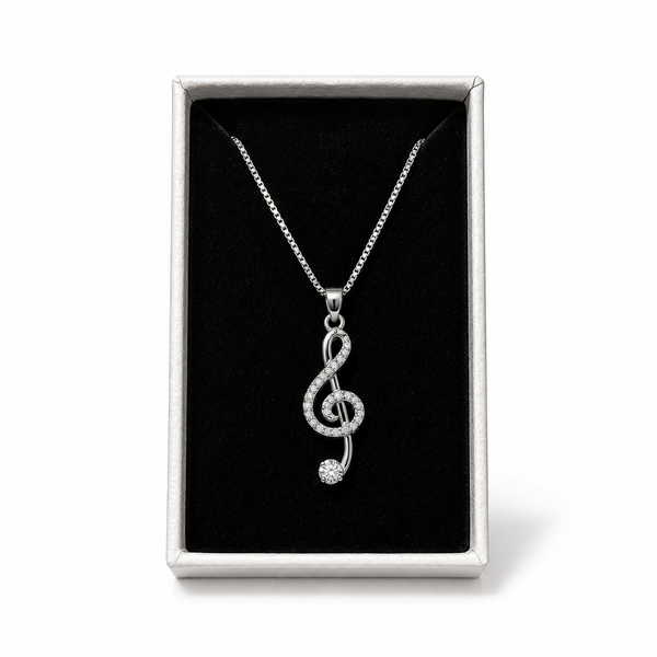 Collana con Chiave di Violino Luminosa 30 mm, 45 cm | CM Silver Jewels