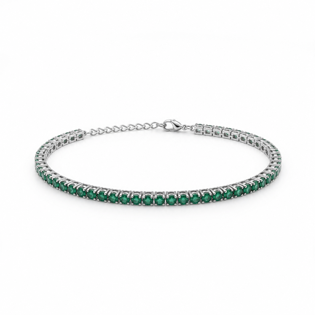 Bracciale Tennis in Argento 925 con Zirconi Verdi – 2,5 mm | CM Silver Jewels