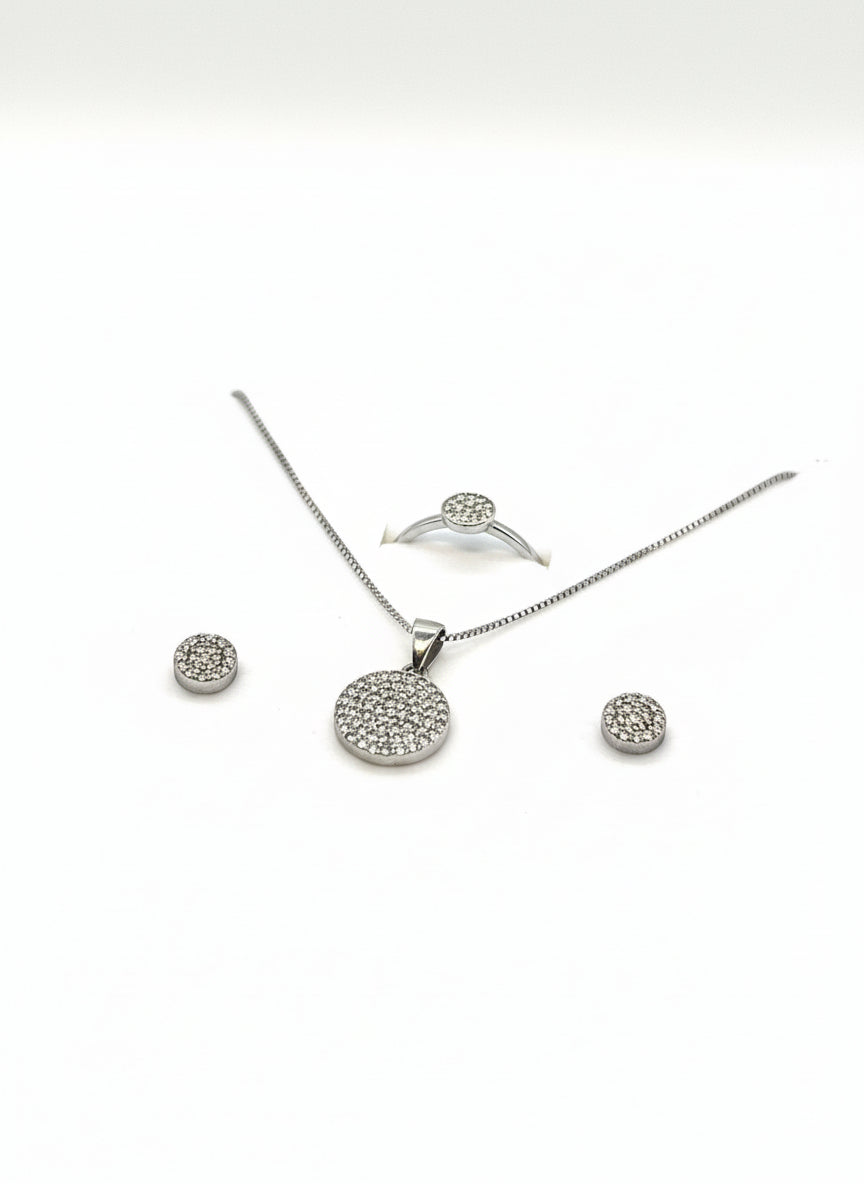 Set Donna Eleganza Brillante in Argento 925 – Collana,Anello e Orecchini - Gioielleria CM SILVER & JEWELS