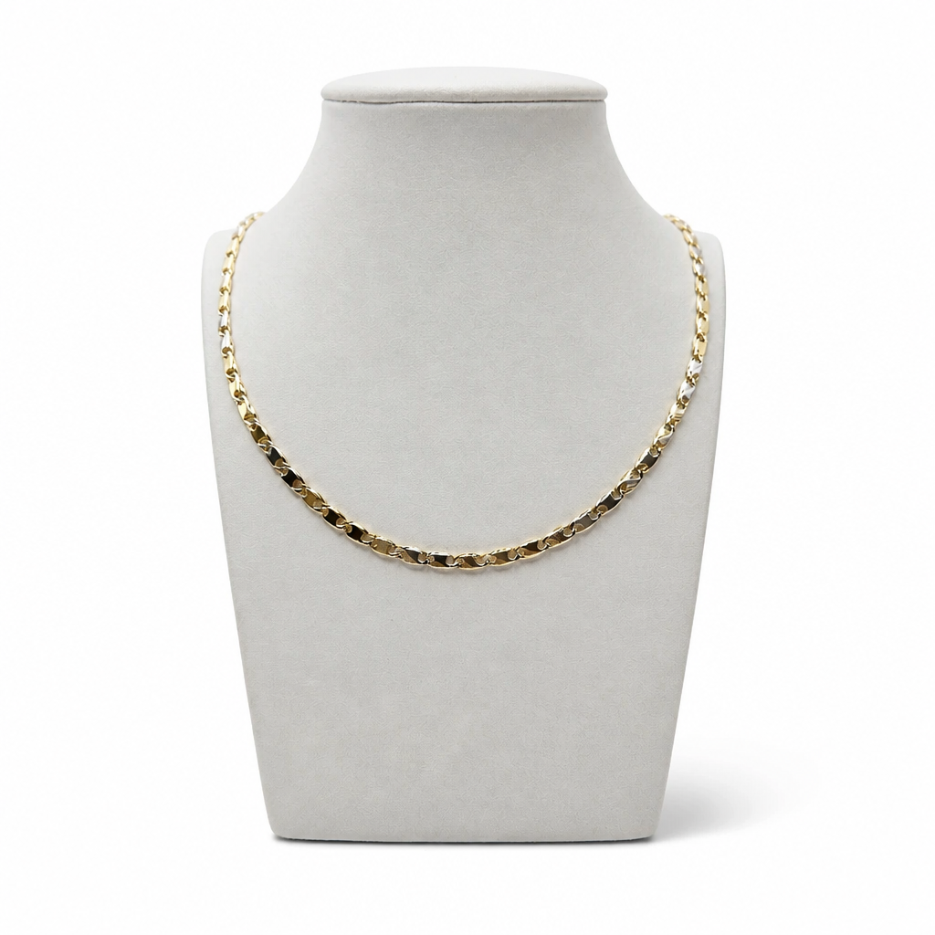 Collana Girocollo Bicolore Maglia Larga in Oro 18 Carati – 50 cm | CM Silver Jewels