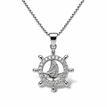 Collana in Argento 925 con Ciondolo Timone e Barca a Vela – 45 cm | CM Silver Jewels