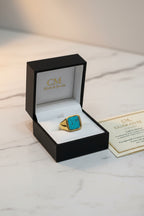 Anello Chevalier Uomo in Argento 925 Dorato con Pietra Naturale – 3 Colori, Misura Regolabile | CM Silver Jewels